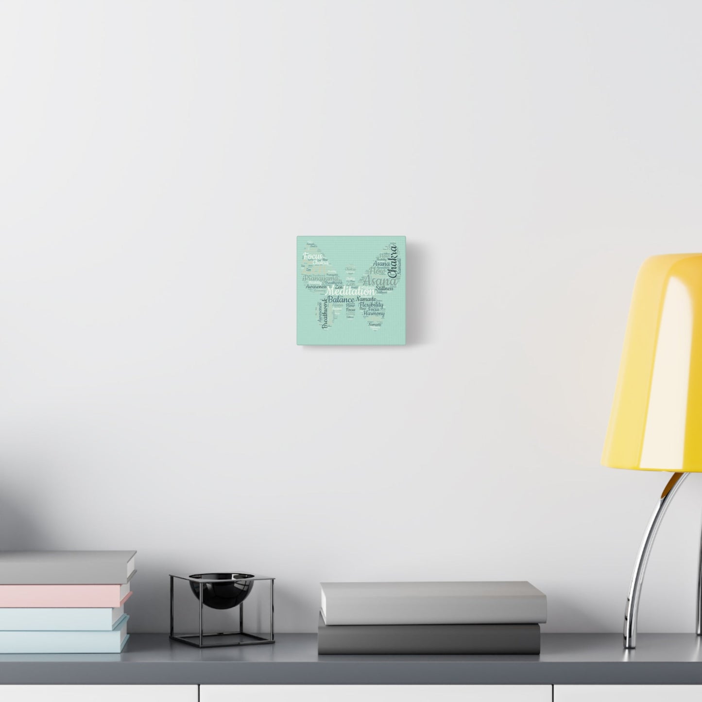 Sage Green Butterfly Yoga Canvas Print Butterfly Meditation Words Home Decor for Home Office Inspirational Wall Art for Calm Positive Energy Wall Art Decor Matte Canvas - Mindful Chic Designs 