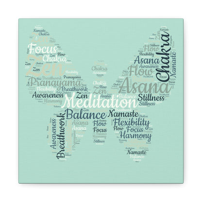 Sage Green Butterfly Yoga Canvas Print Butterfly Meditation Words Home Decor for Home Office Inspirational Wall Art for Calm Positive Energy Wall Art Decor Matte Canvas - Mindful Chic Designs 
