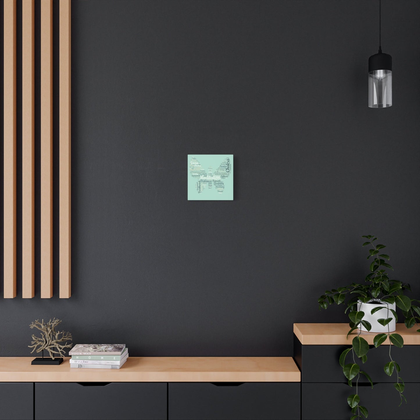 Sage Green Butterfly Yoga Canvas Print Butterfly Meditation Words Home Decor for Home Office Inspirational Wall Art for Calm Positive Energy Wall Art Decor Matte Canvas - Mindful Chic Designs 