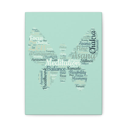 Sage Green Butterfly Yoga Canvas Print Butterfly Meditation Words Home Decor for Home Office Inspirational Wall Art for Calm Positive Energy Wall Art Decor Matte Canvas - Mindful Chic Designs 