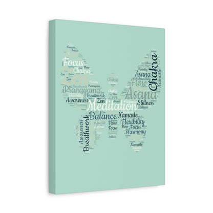 Sage Green Butterfly Yoga Canvas Print Butterfly Meditation Words Home Decor for Home Office Inspirational Wall Art for Calm Positive Energy Wall Art Decor Matte Canvas - Mindful Chic Designs 