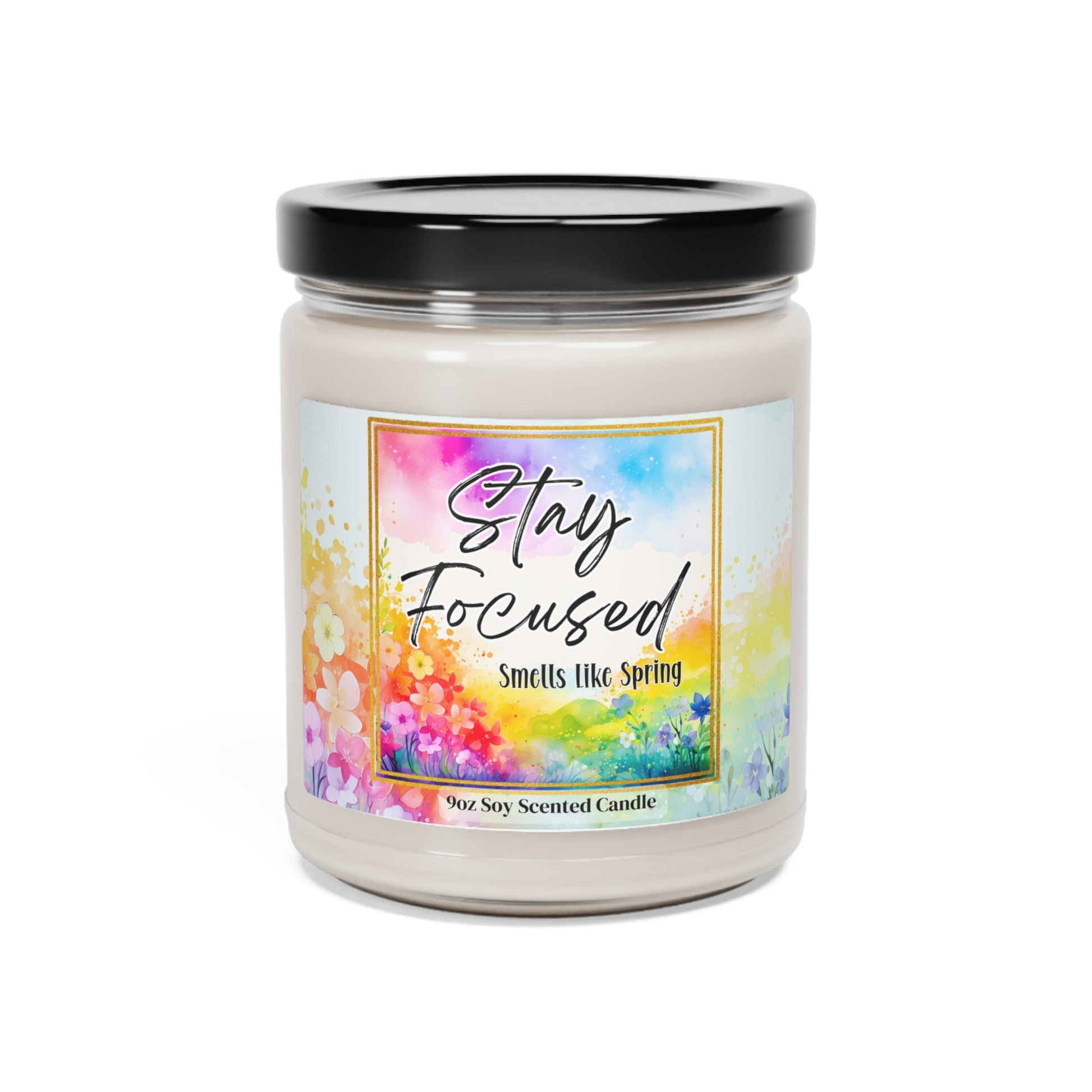 Stay Focused Natural Soy Wax Scented Soy Candle with Cotton Wick for Focus in 9oz Glass Jar - Mindful Chic Designs