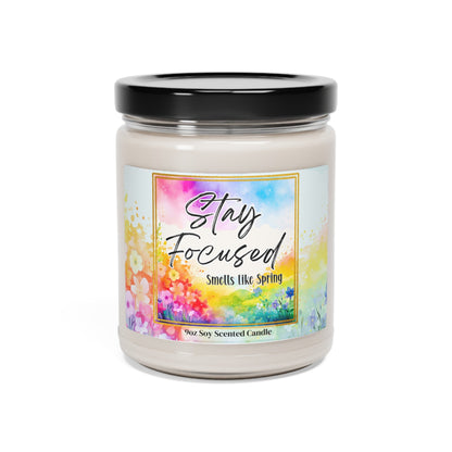 Stay Focused Natural Soy Wax Scented Soy Candle with Cotton Wick for Focus in 9oz Glass Jar - Mindful Chic Designs