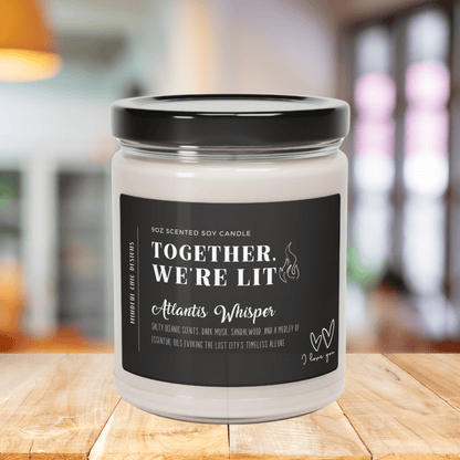 Together We're Lit Scented Soy Wax Romance Candle for Couples in 9oz Glass Jar Home Decor Mindful Chic Designs